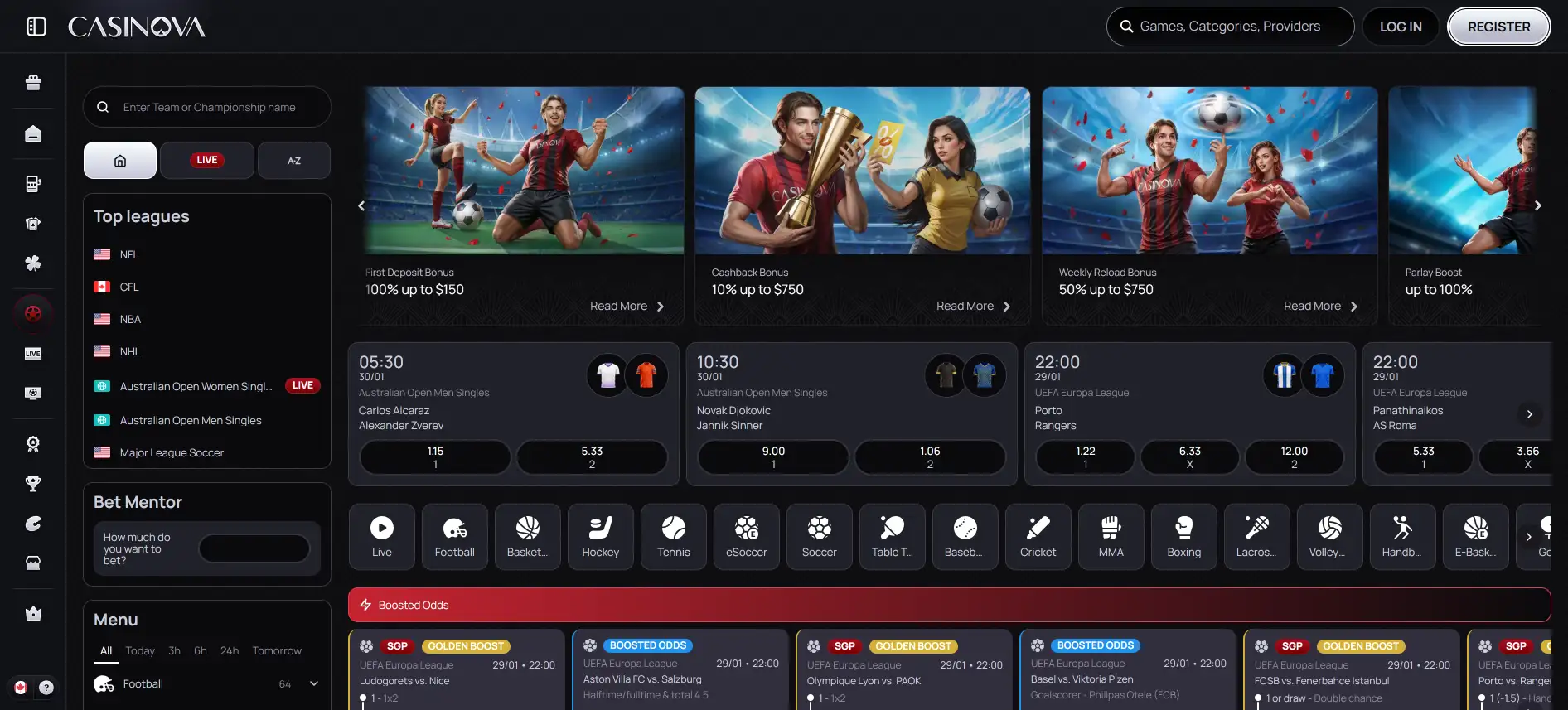 Casinova sports betting