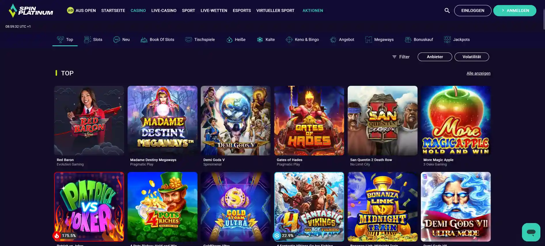 Spinplatinum Casino-Spiele