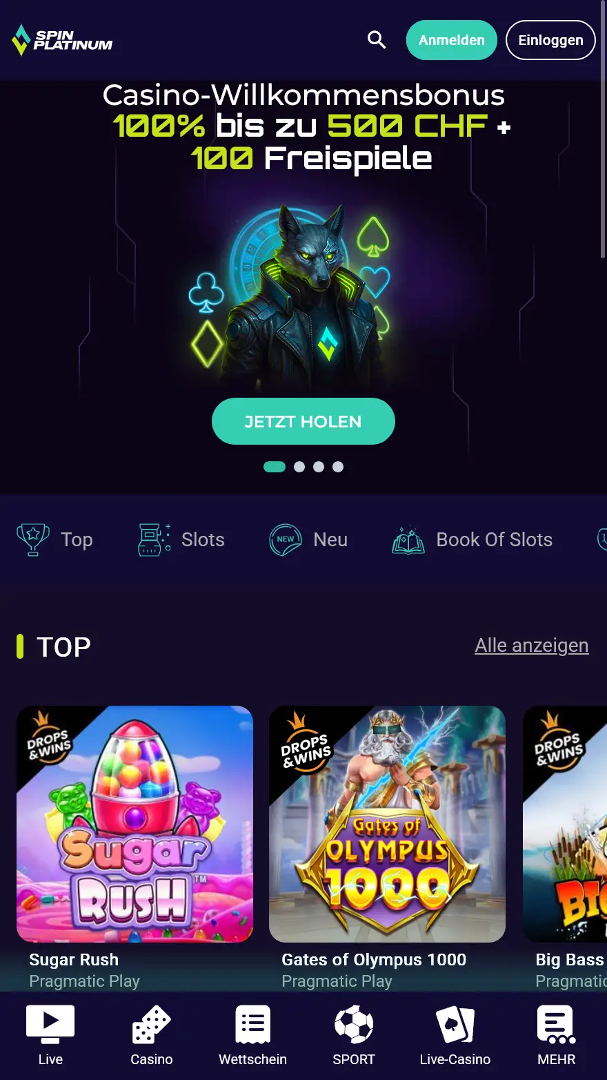 Spinplatinum Casino-Startseite