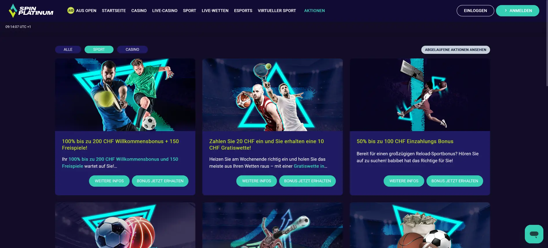 Spinplatinum Sportwetten-Boni