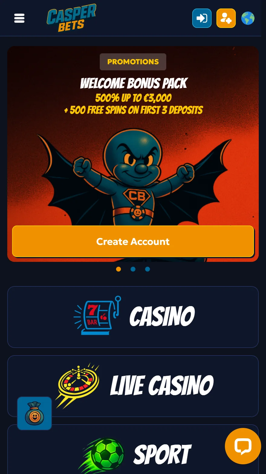 CasperBets Casino homepage