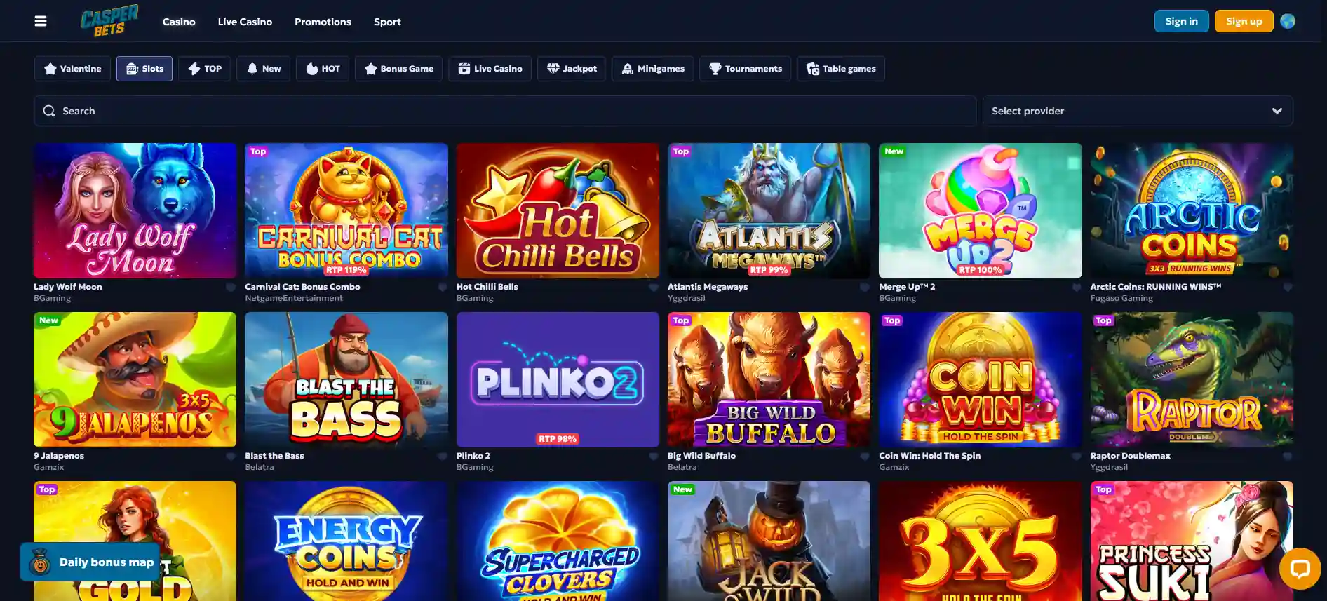 CasperBets Casino games