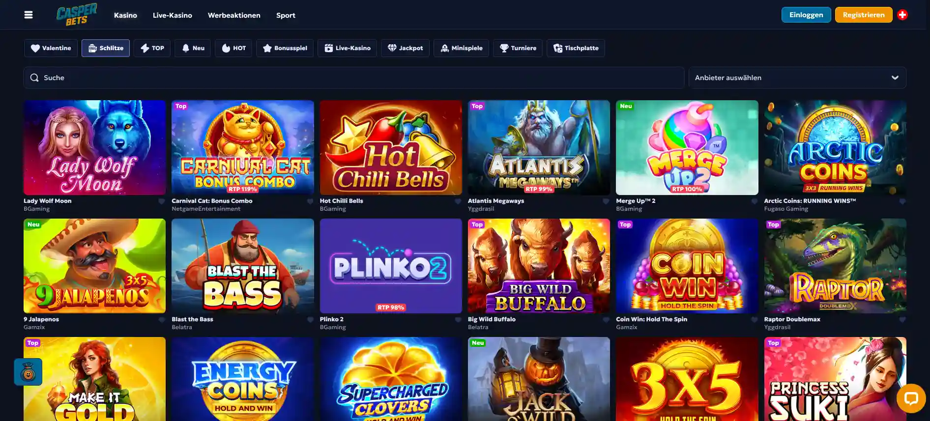 CasperBets Casino-Spiele