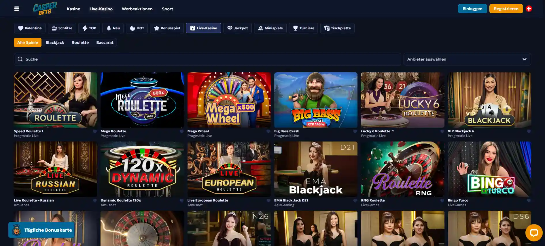 CasperBets Live-Kasino