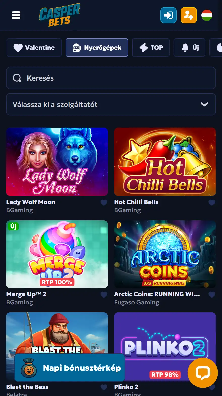 CasperBets kaszinójátékok oldala
