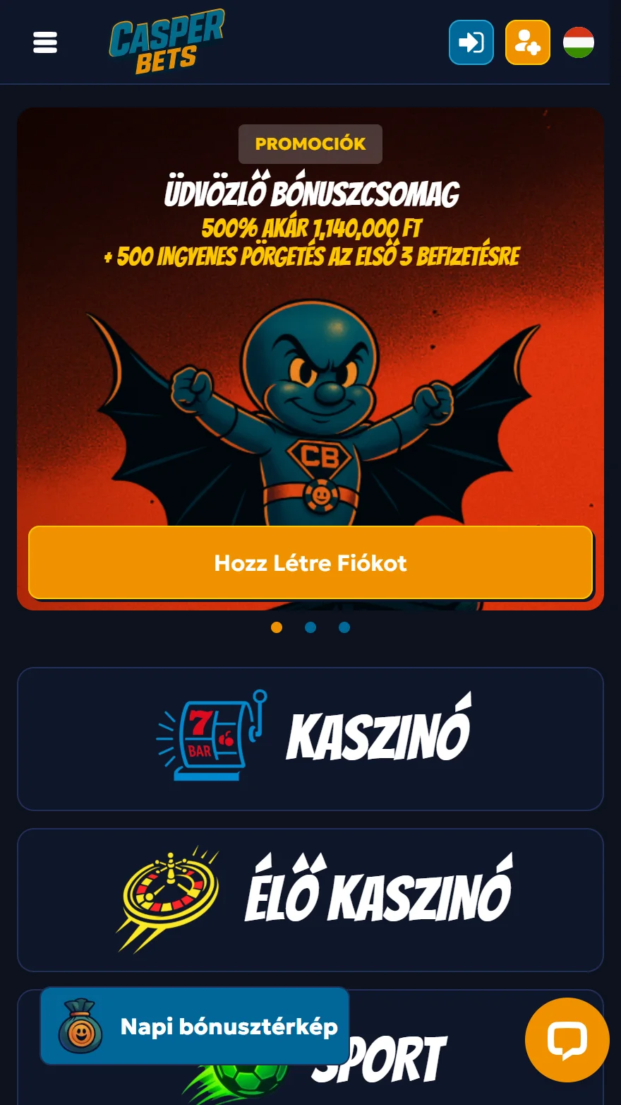 CasperBets Kaszinó oldal