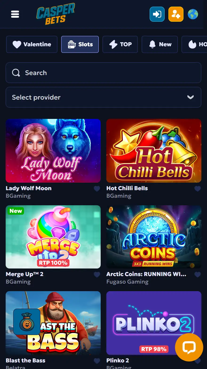 CasperBets kasiinomängude leht