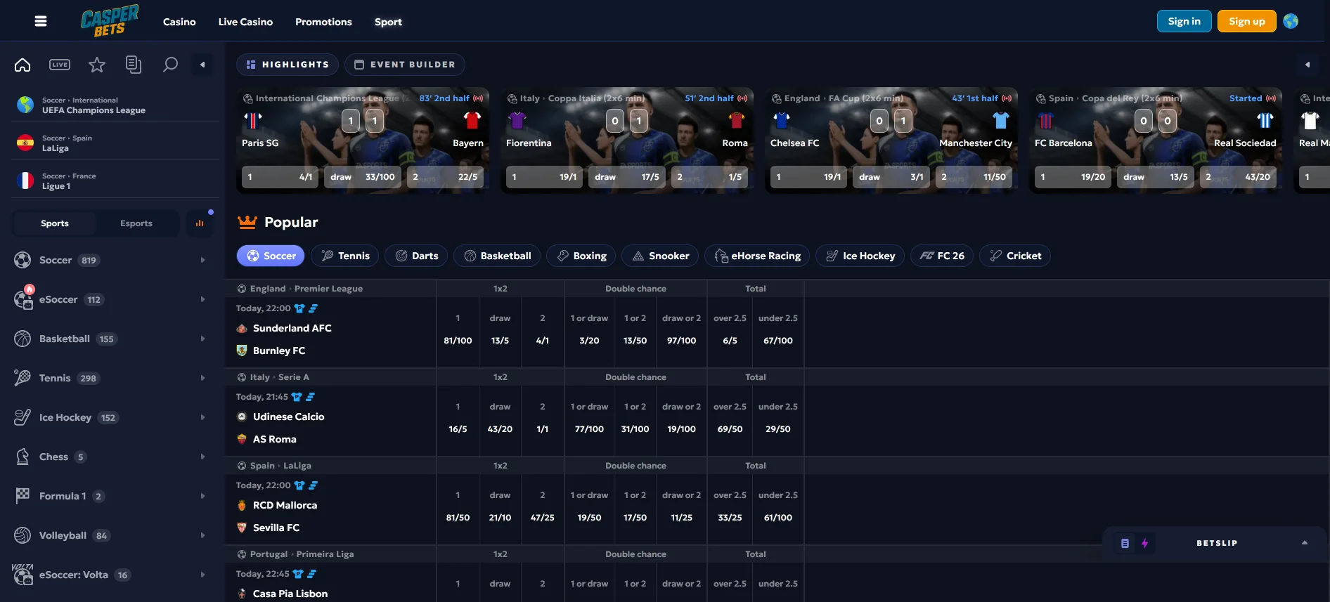 CasperBets spordiennustus