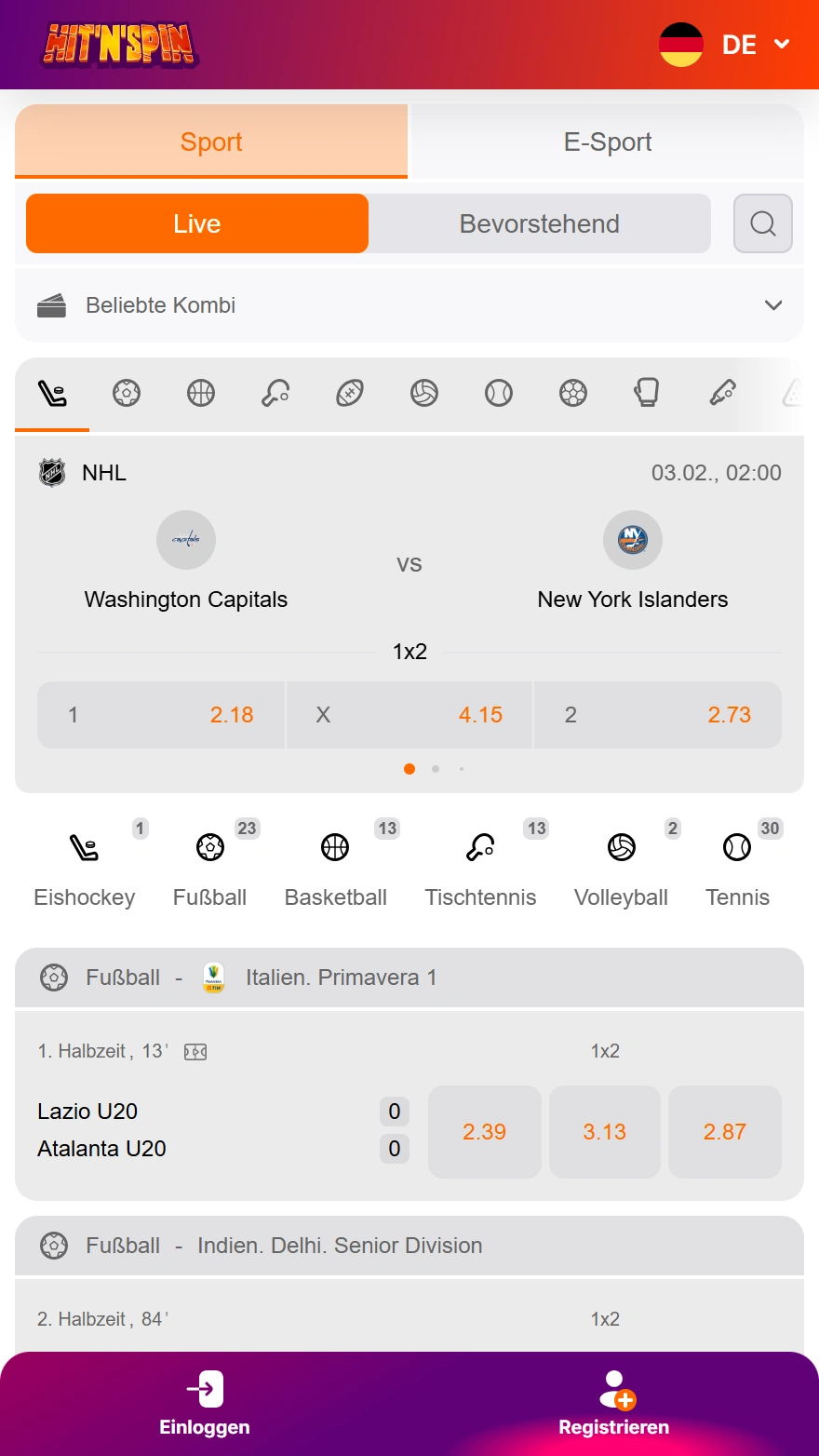 HitnSpin Sportwettenseite
