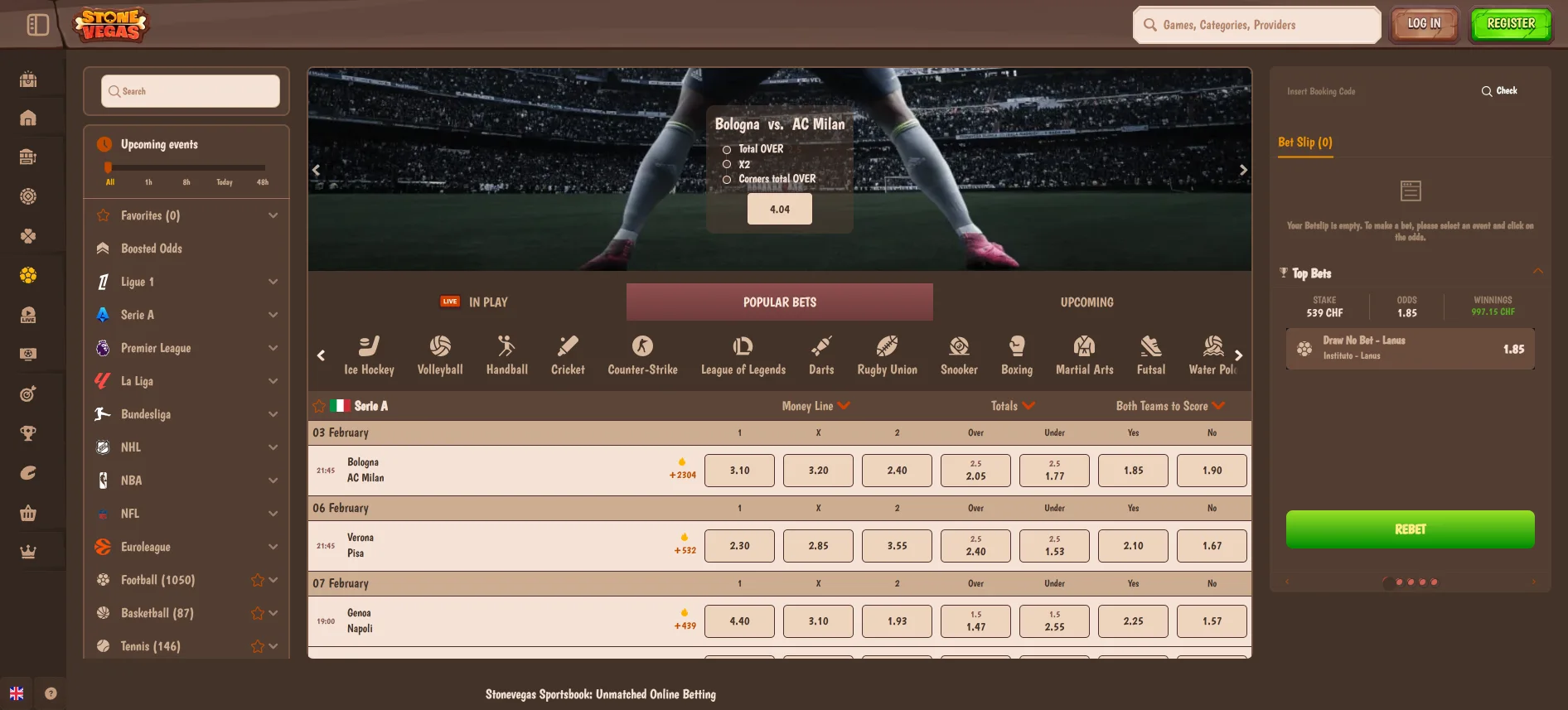 Stonevegas sports betting