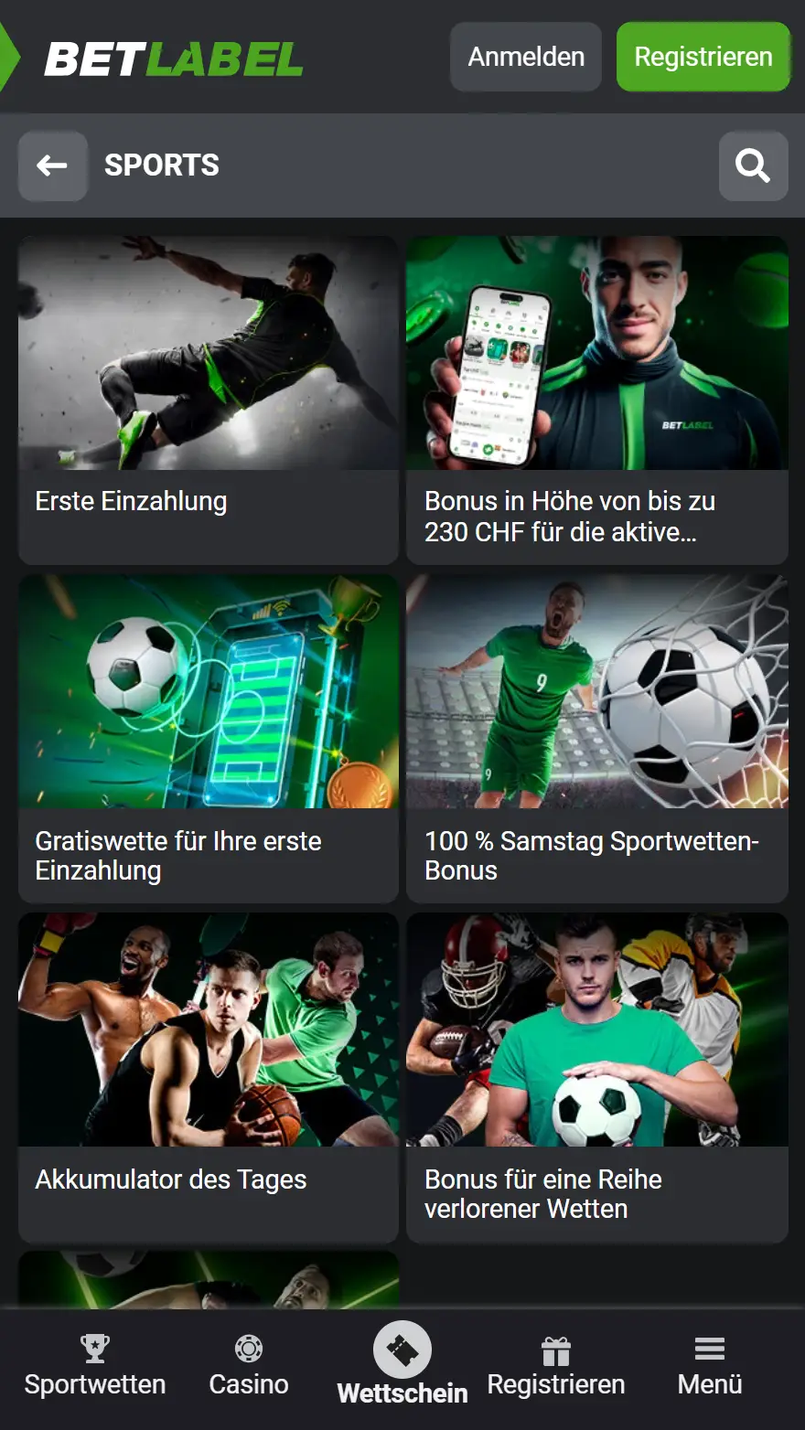 BetLabel Sportwetten-Bonusseite