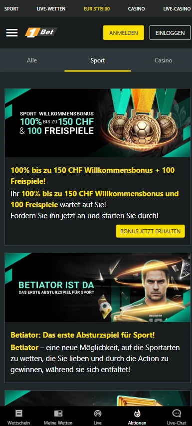 1Bet Sportwetten Boni Mobile