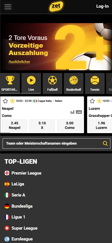 Sportwetten ZetCasino Mobile