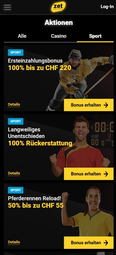 Sportwetten Boni ZetCasino Mobile