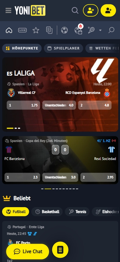 Sportwetten YoniBet Mobile