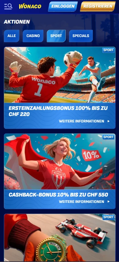 Sportwetten Boni Wonaco Mobile