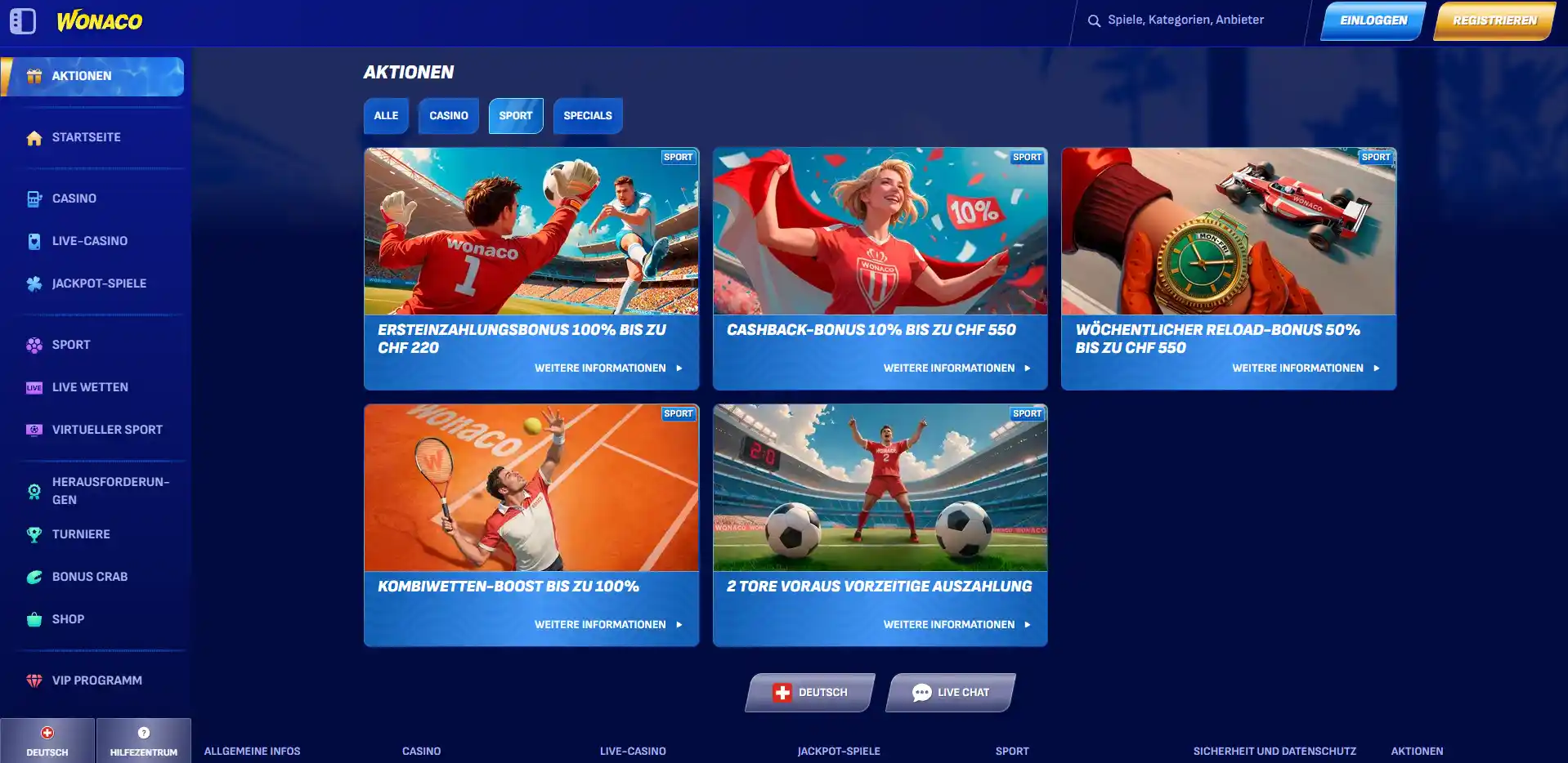 Sportwetten Boni Wonaco