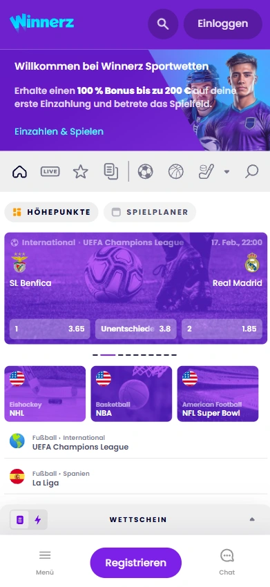Sportwetten Winnerz Mobile