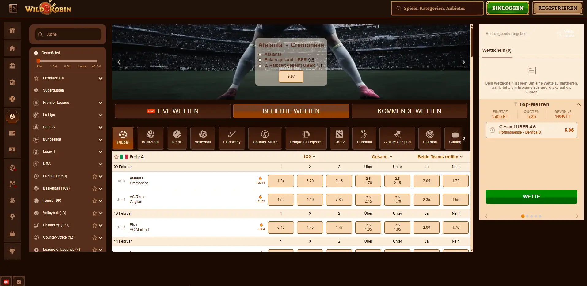 Sportwetten Wild Robin Mobile