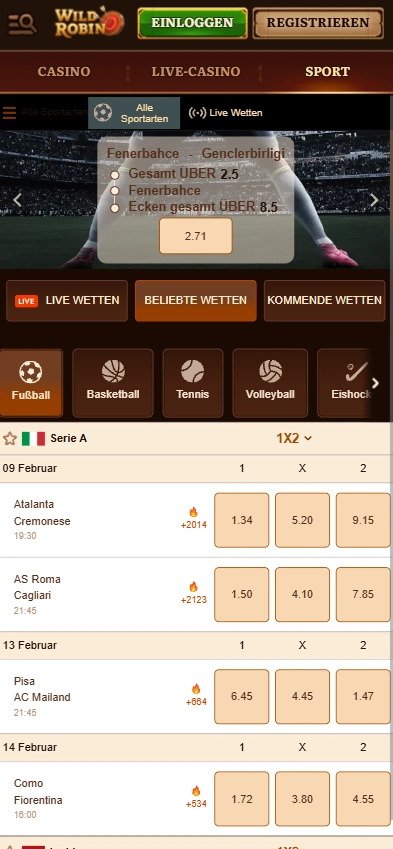 Sportwetten Wild Robin