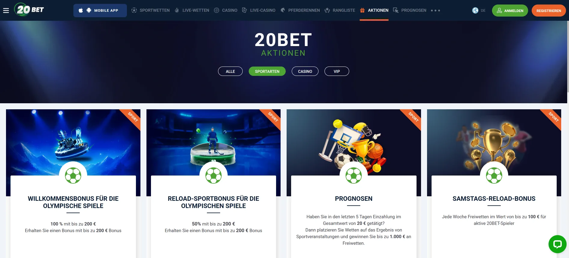 20bet Sportwetten-Boni