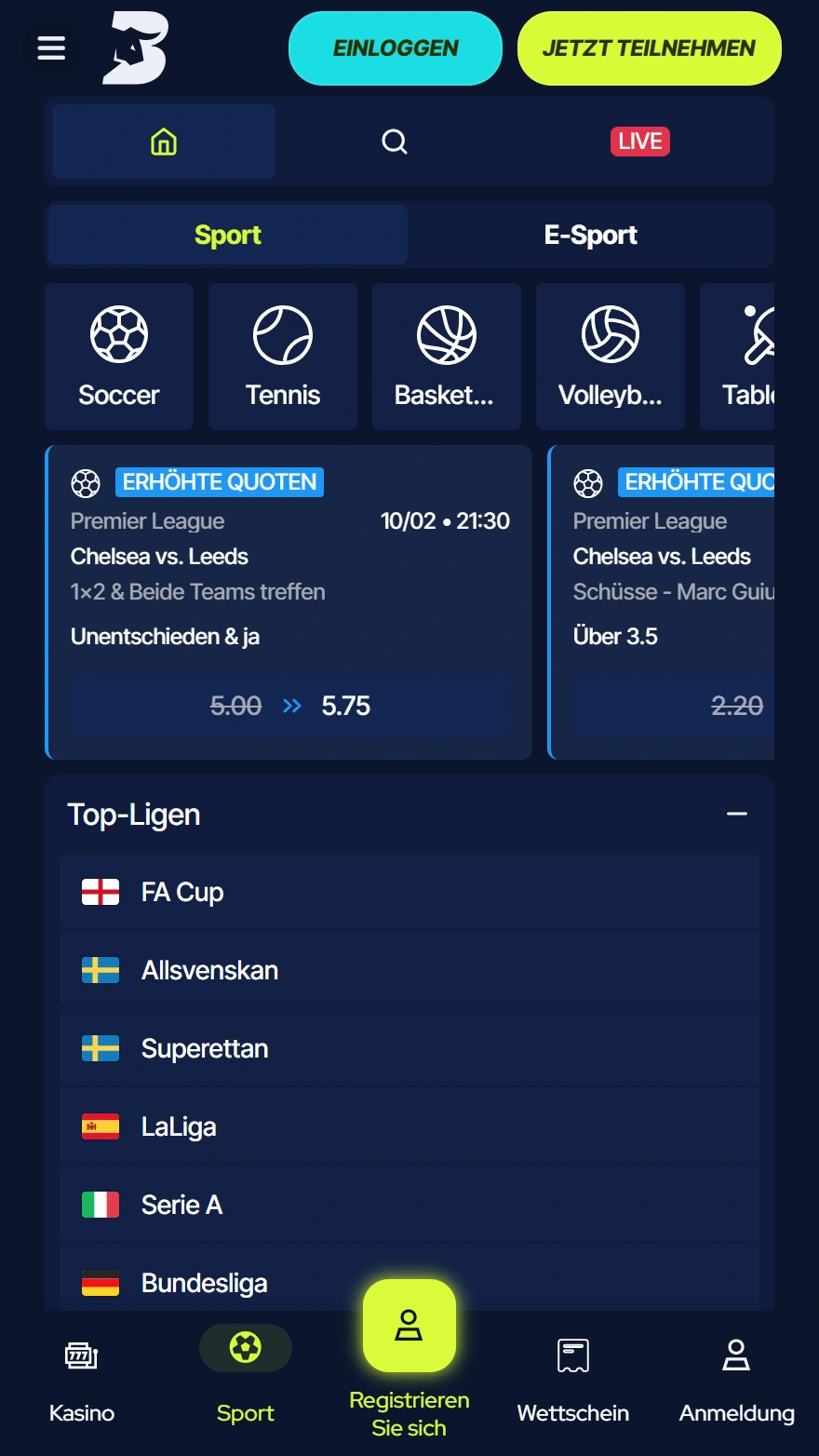 BetBeast Sportwetten-Seite