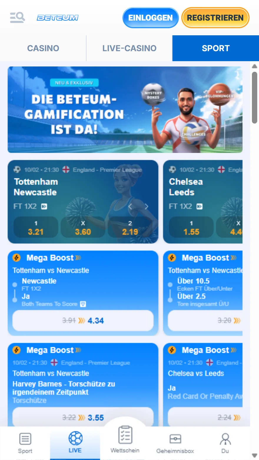 Beteum Sportwetten-Seite