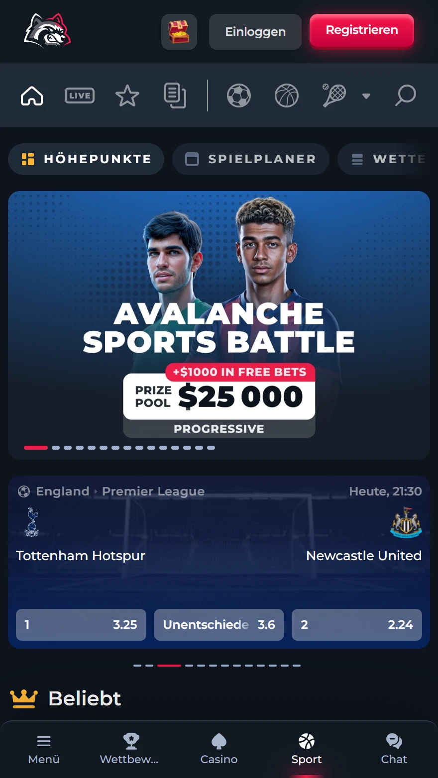 BetFury Sportwetten-Seite