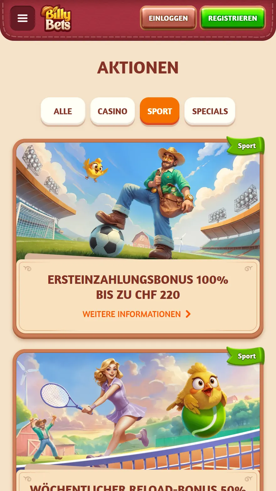 BillyBets Sportwetten Boni