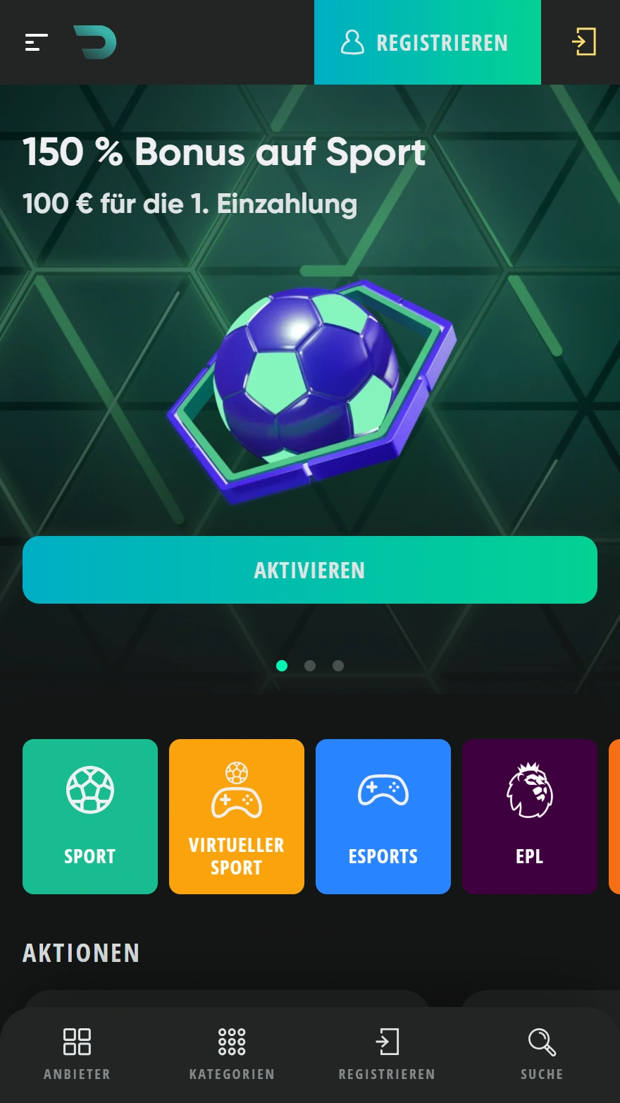 Drip Casino Sports-Seite