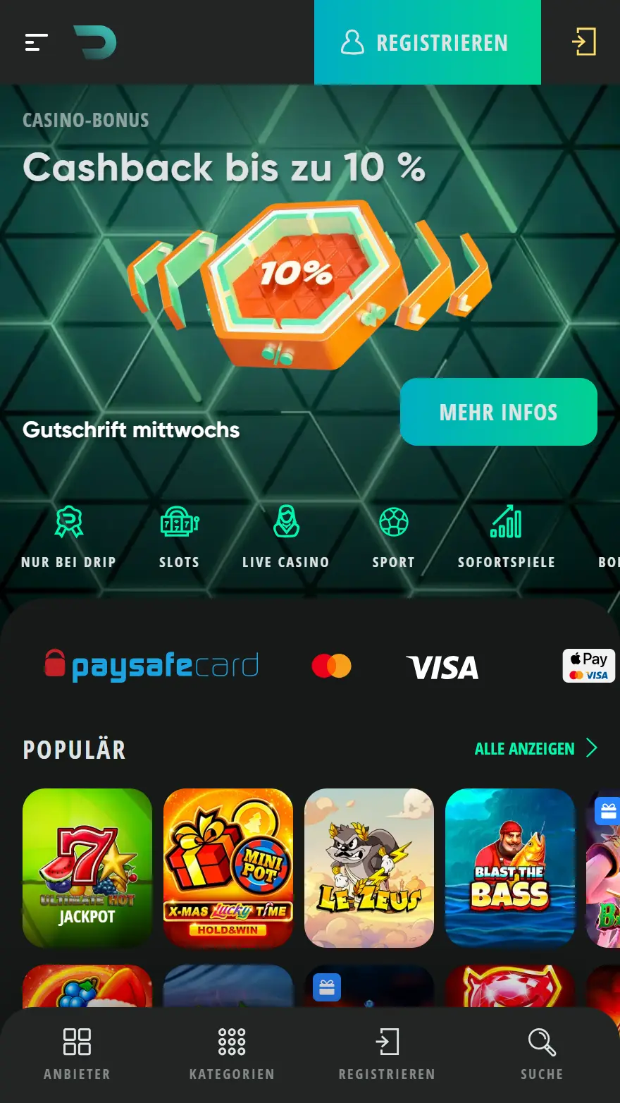 Drip Casino Startseite