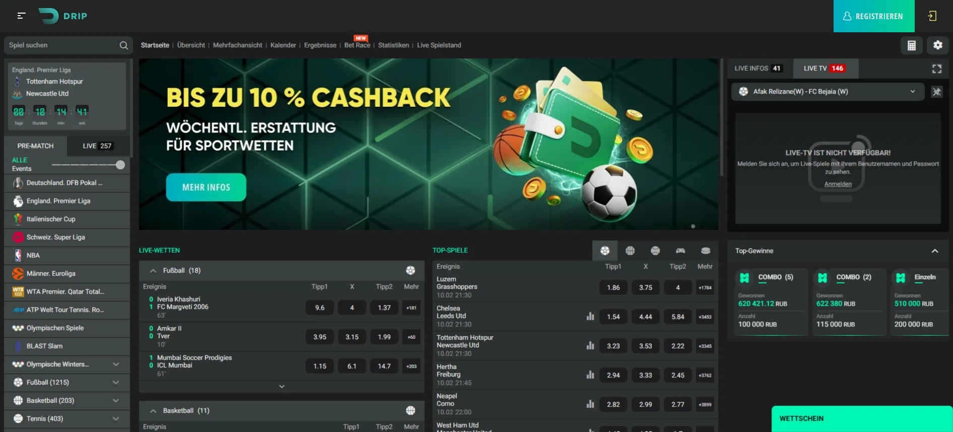 Drip Casino Sportswetten