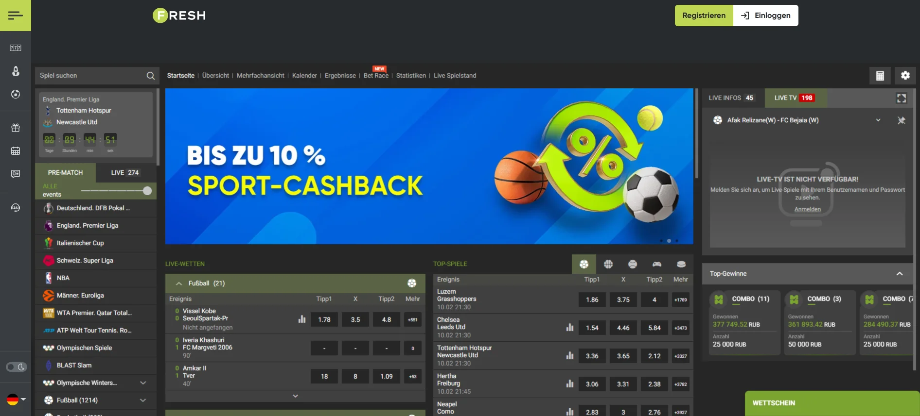 Fresh Casino Sportwetten