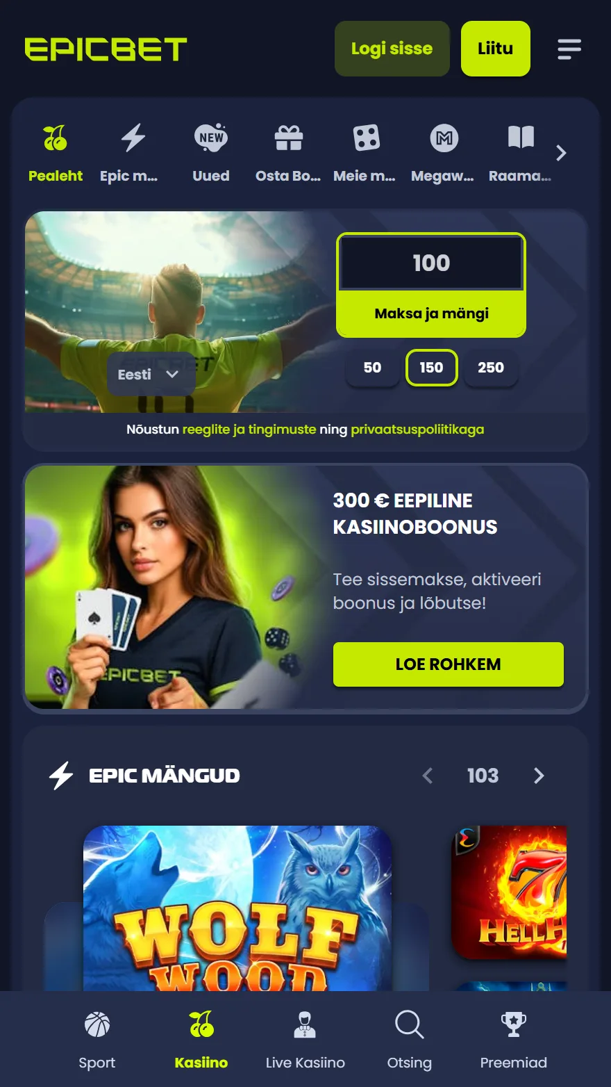 EpicBet kasiino leht