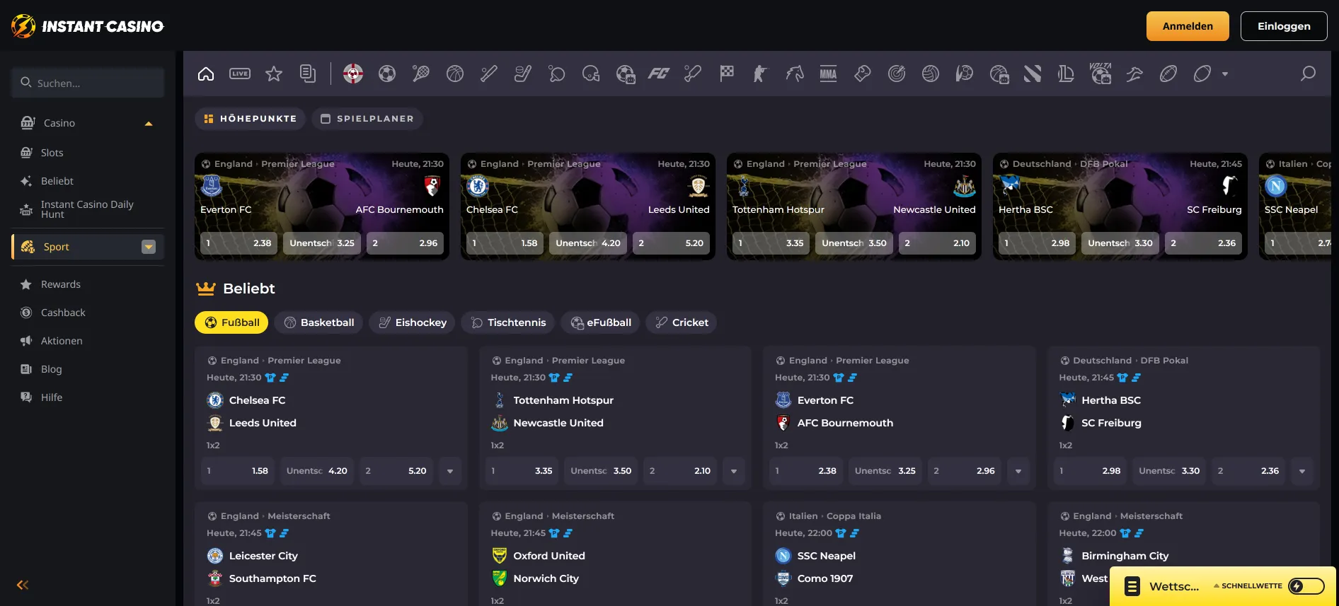 InstantCasino Sportwetten
