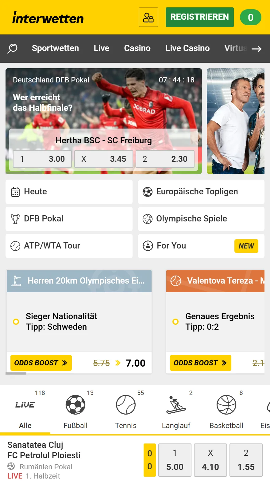 Interwetten Sportwetten-Seite