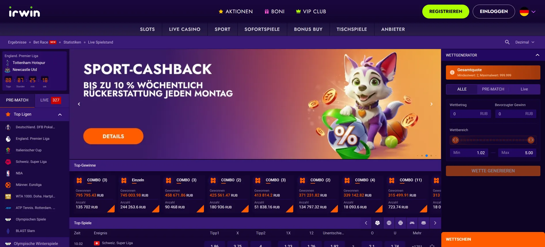 IrwinCasino Sportwetten
