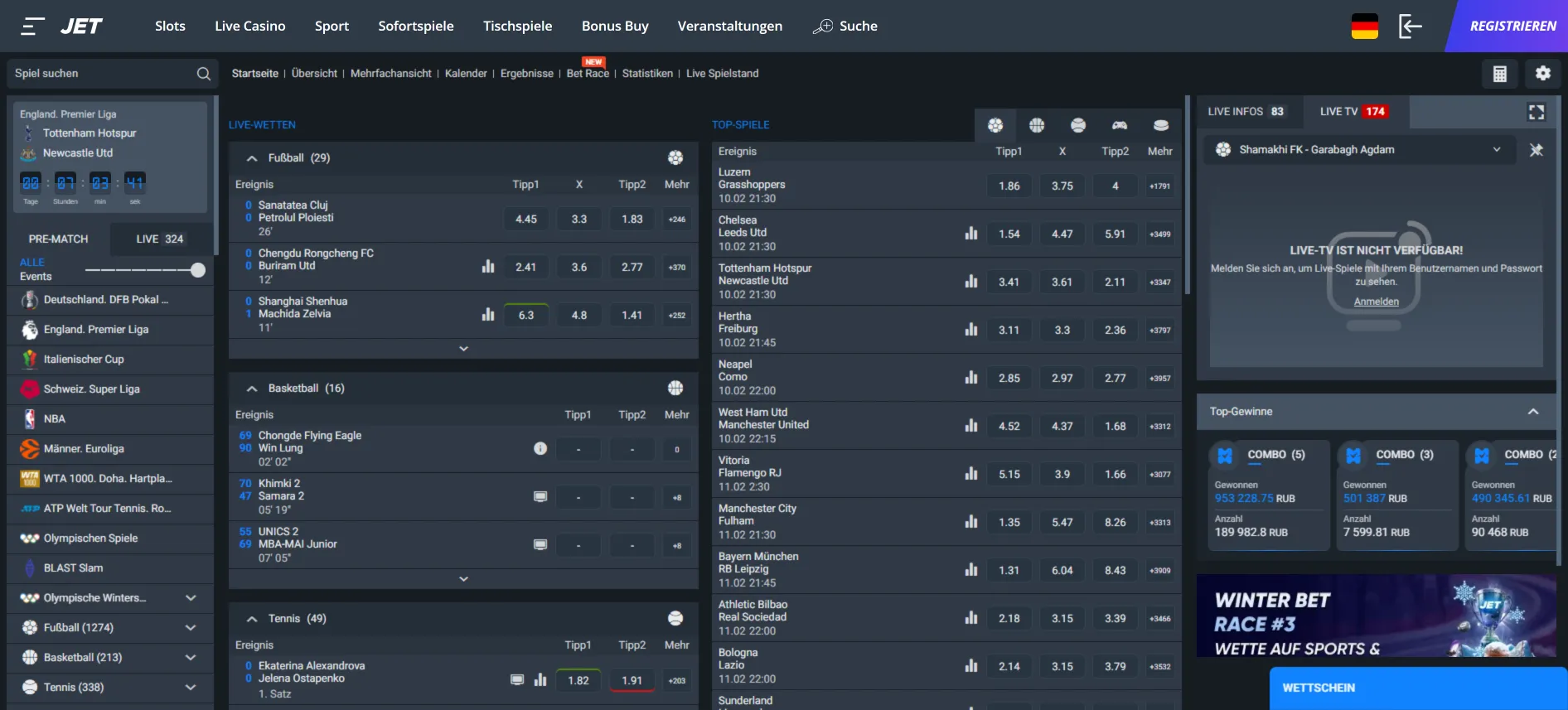 Jet Casino Sportwetten