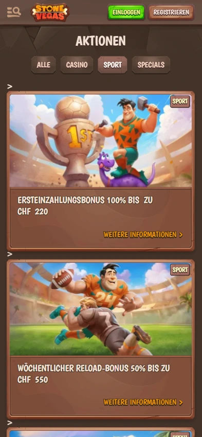StoneVegas Sportwetten Boni Mobile
