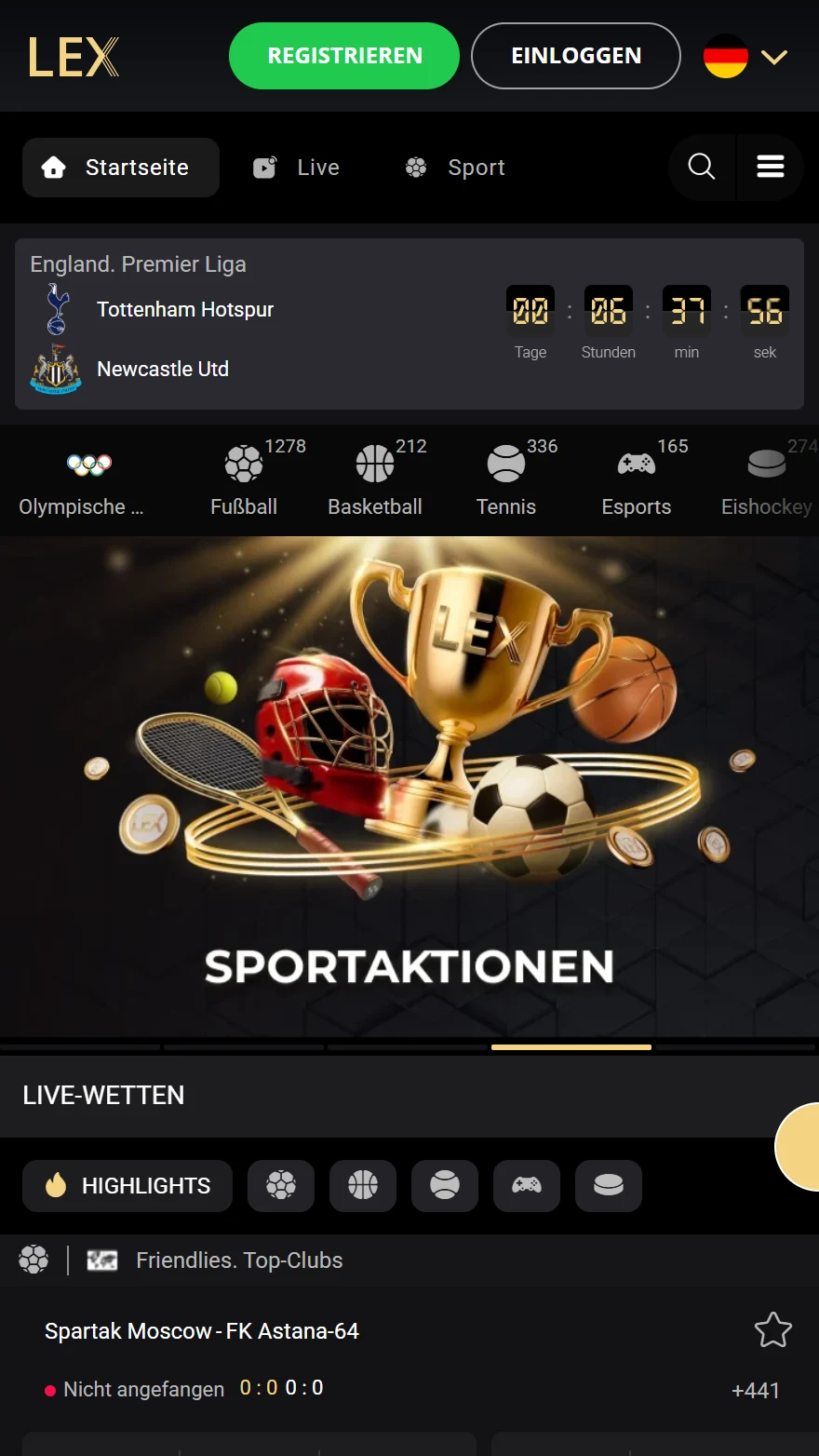 Lex Casino Sportwetten-Seite