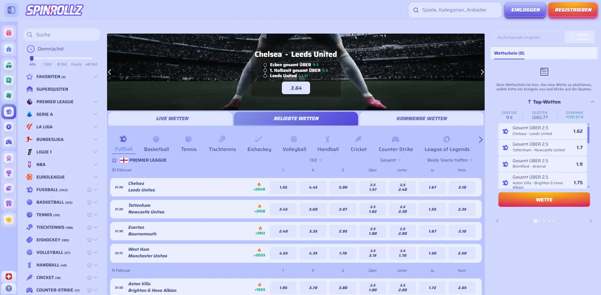 Spinrollz Sportwetten