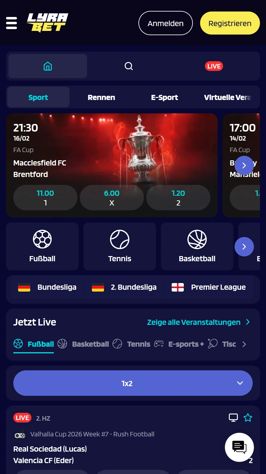 LyraBet Sportwetten-Seite