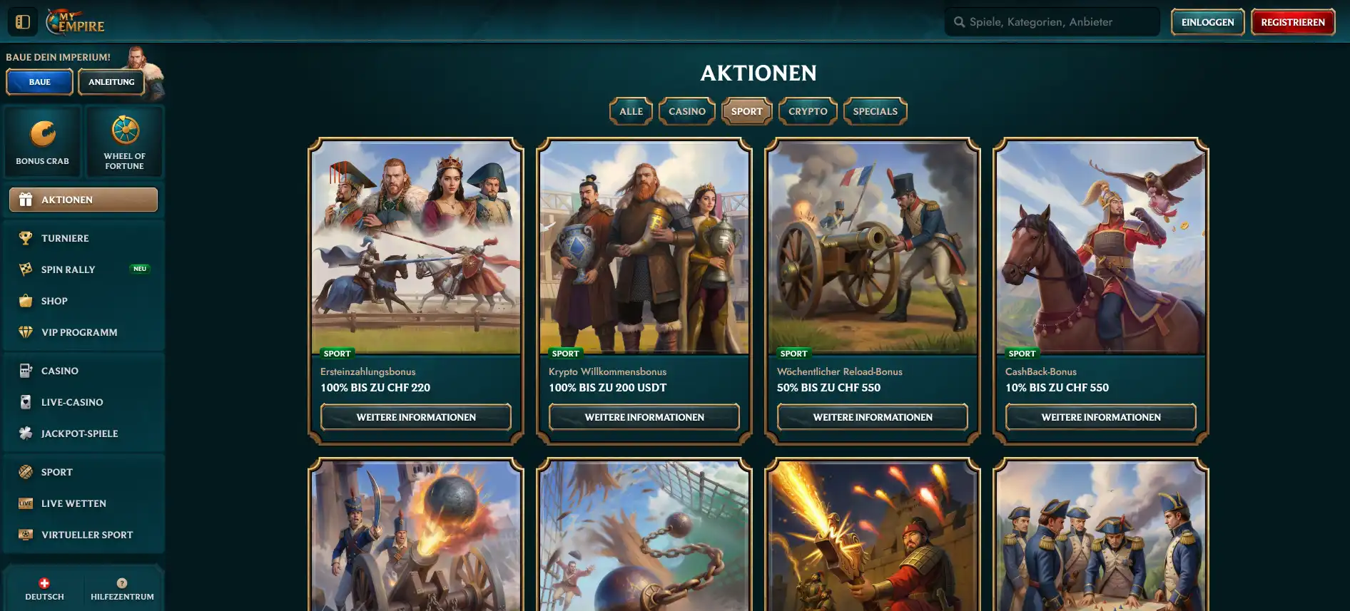 MyEmpire Sport Aktionen