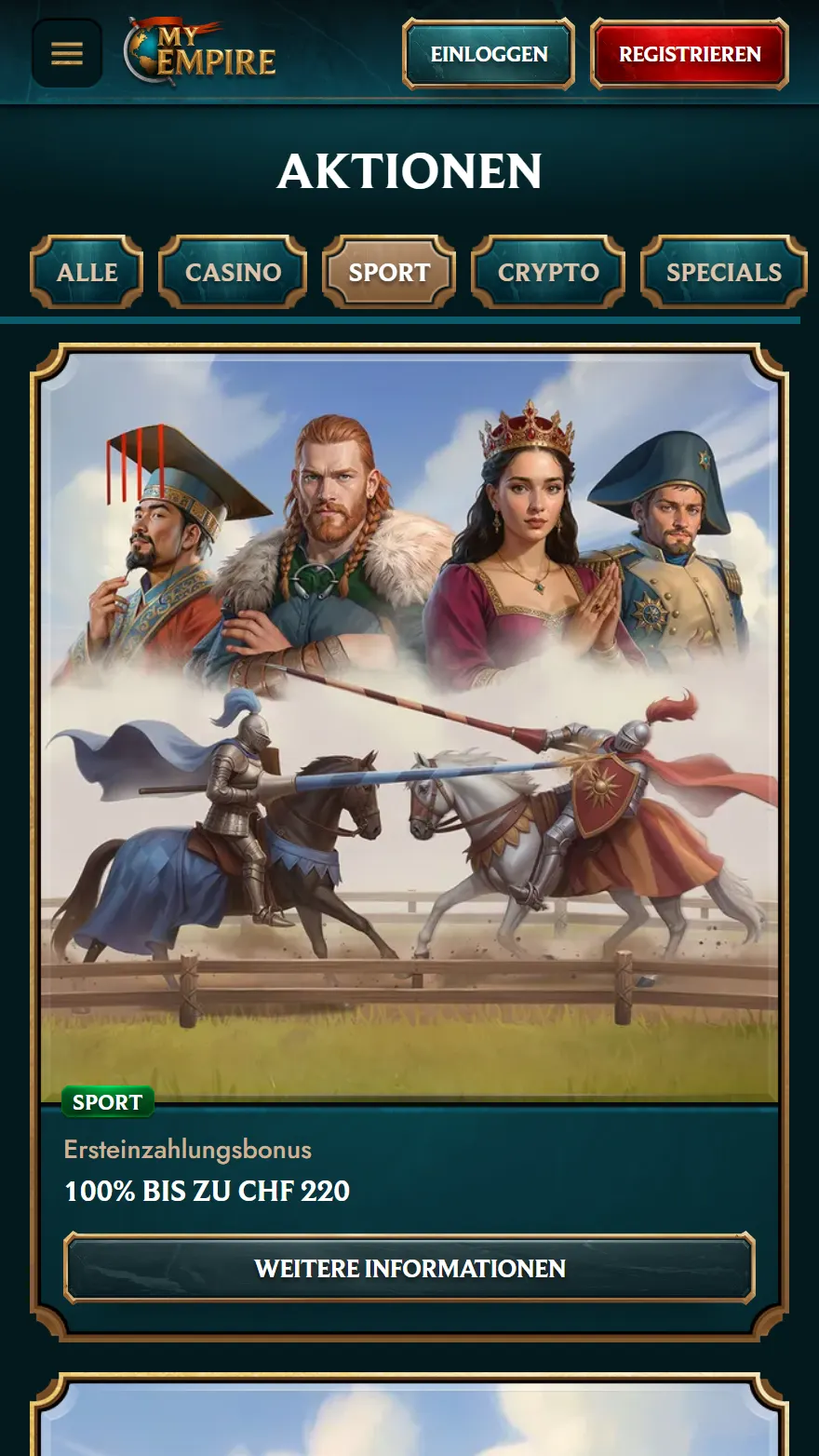 MyEmpire Sport-Aktionnseite