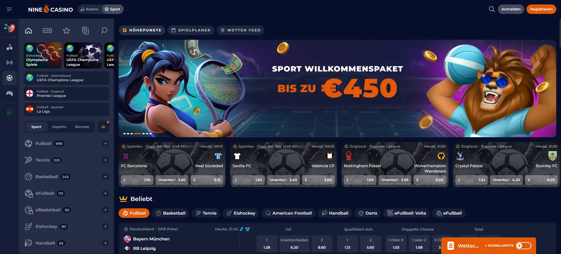 NineCasino Sportwetten