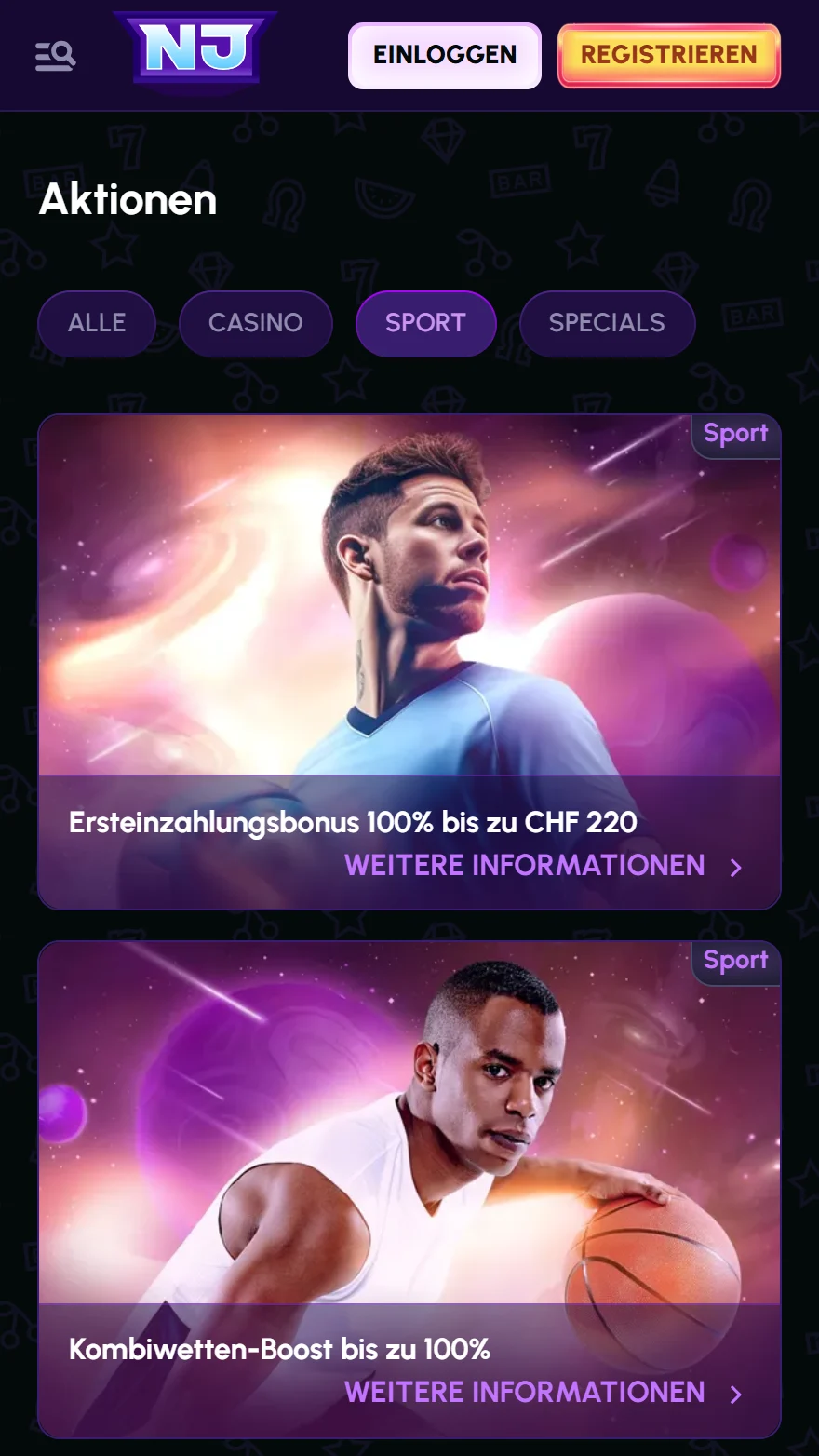 NovaJackpot Aktionsseite