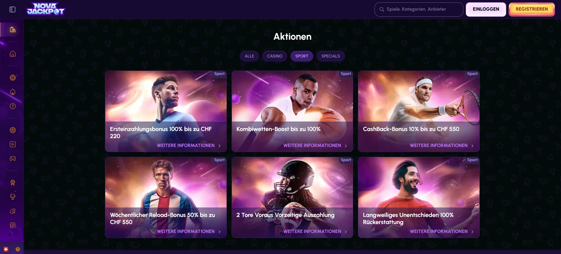 NovaJackpot Aktionen