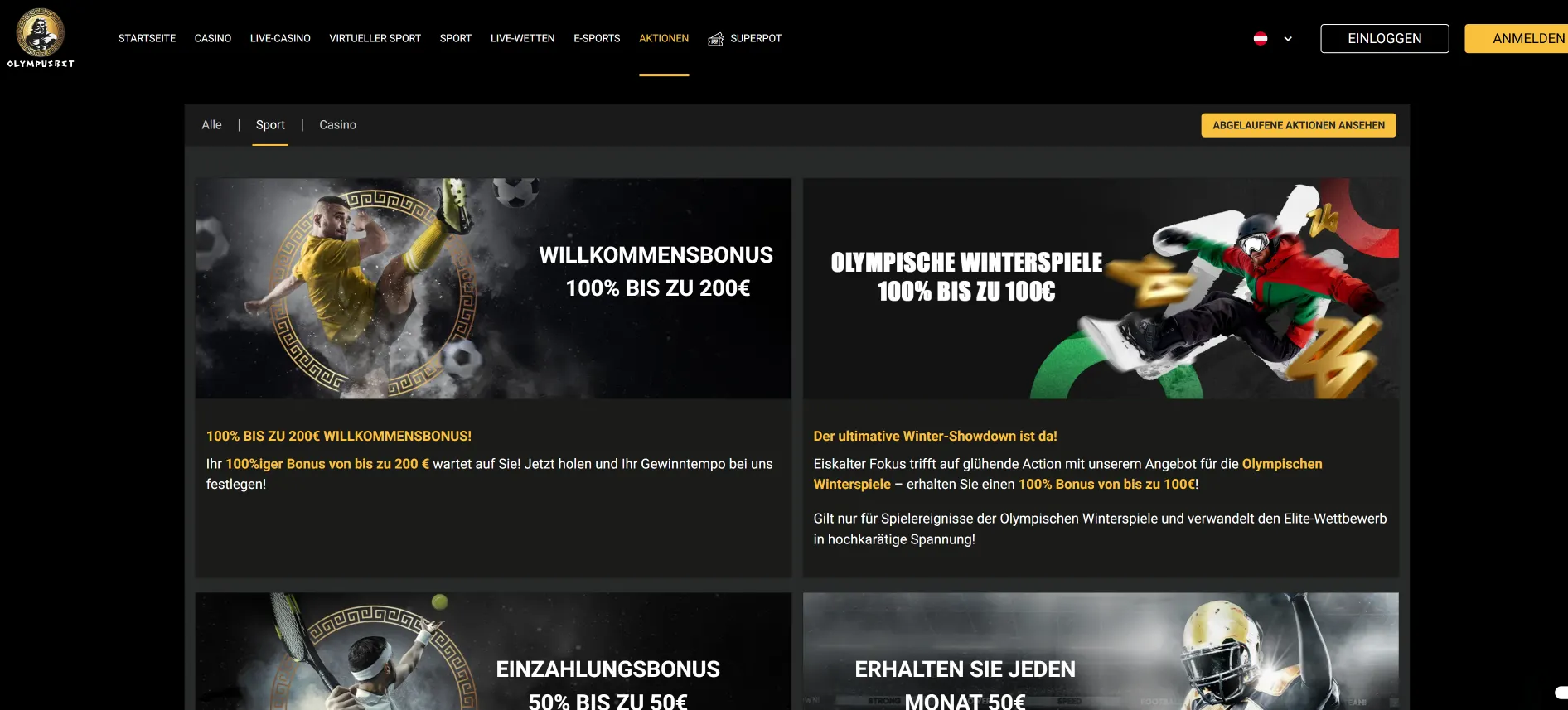 Olympusbet Aktionen