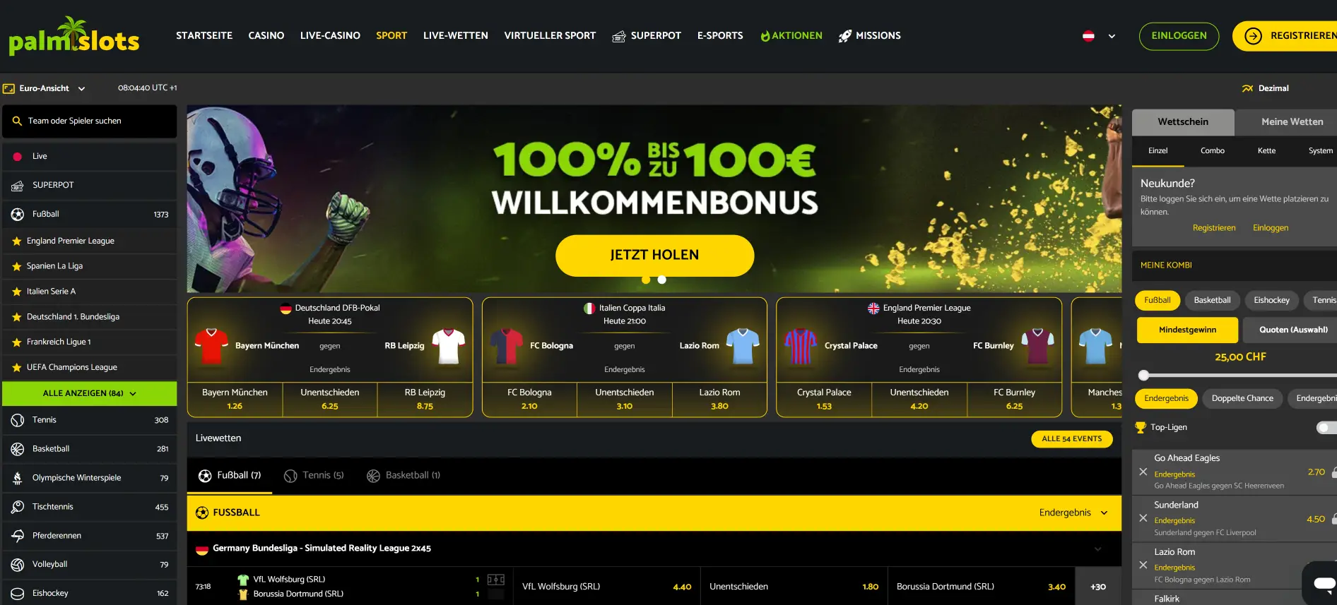 PalmSlots Sportwetten
