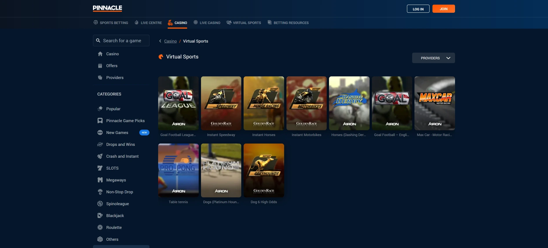 Pinnacle Virtuelle Sportarten